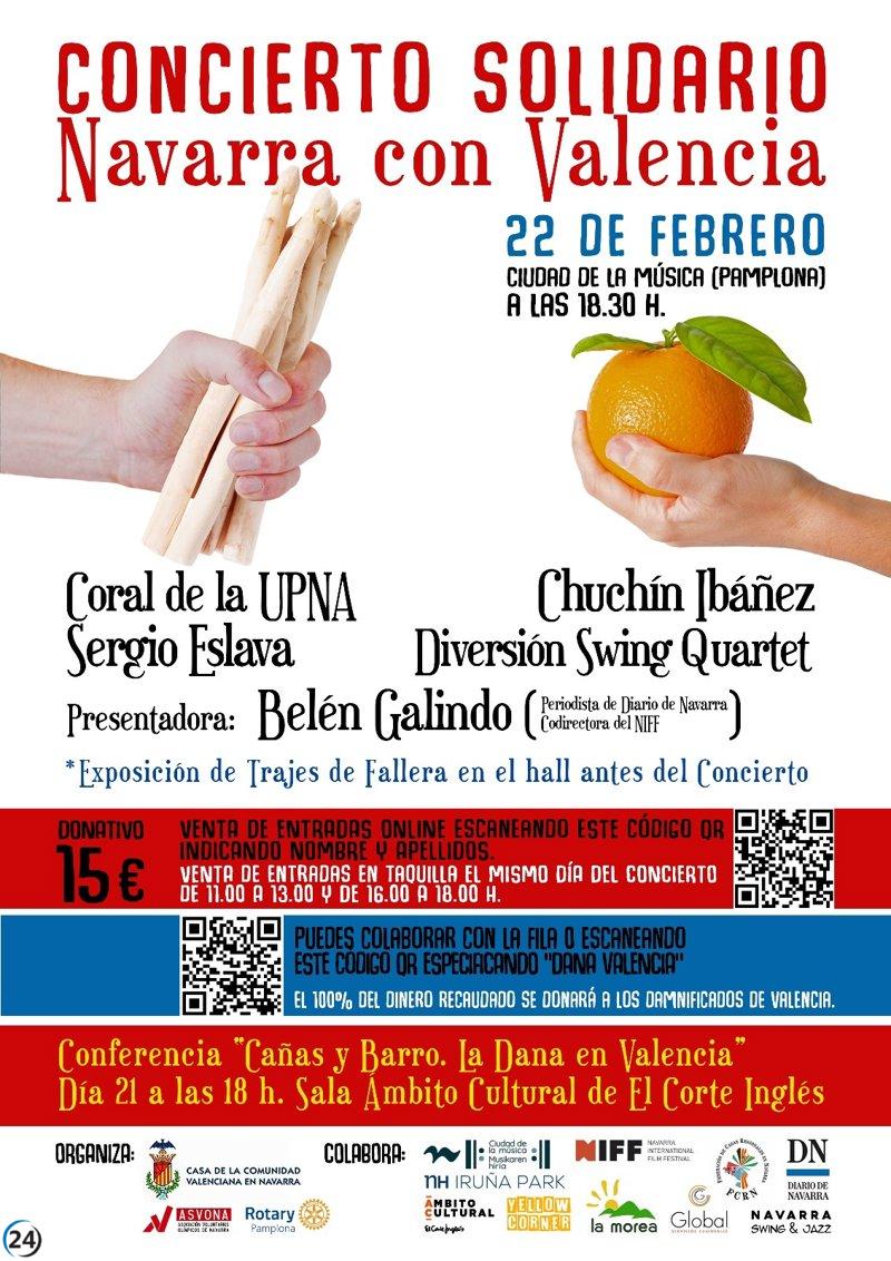Concierto benéfico en Pamplona para apoyar a las familias de Paiporta, organizado por ASVONA, Rotary Club y Casa Valencia.