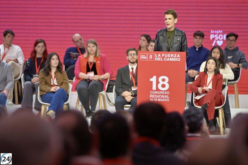 Chivite destaca la importancia de la colaboración regional para fomentar el bienestar en la renovada etapa del PSOE Aragón.