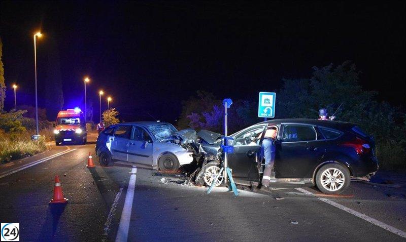 Grave accidente en Cascante deja dos heridos tras choque de cuatro coches.