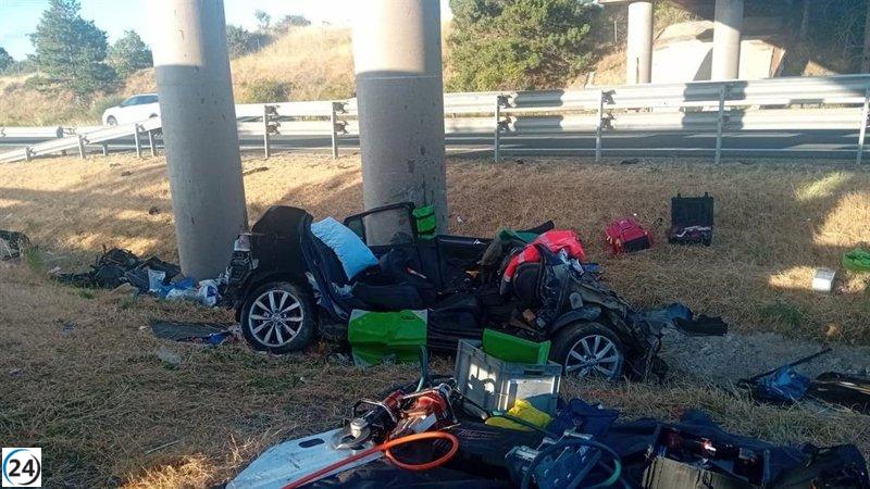 Accidente en la AP-15: un herido tras salirse de la vía en Olóriz.