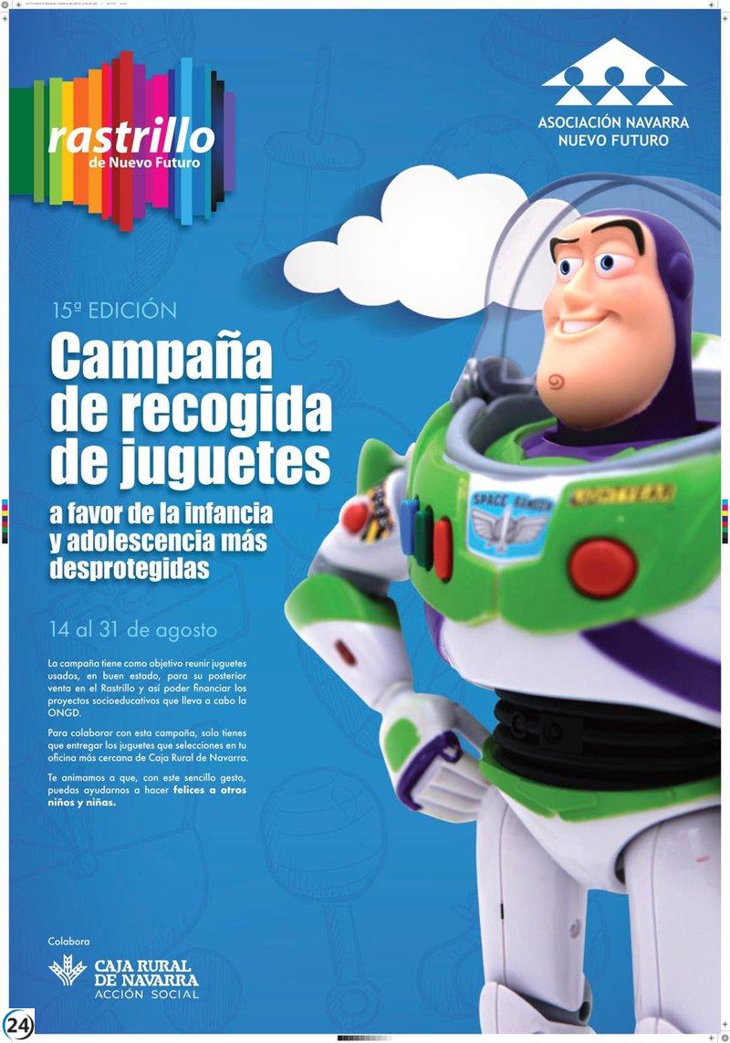 Recogida de juguetes para el Rastrillo Solidario: Nuevo Futuro y Caja Rural de Navarra se unen del 14 al 31 de agosto.