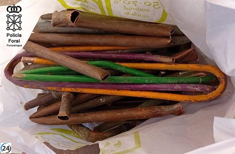 Arrestan en Cintruénigo a hombre por intentar comercializar 157 kilos de cobre robado.