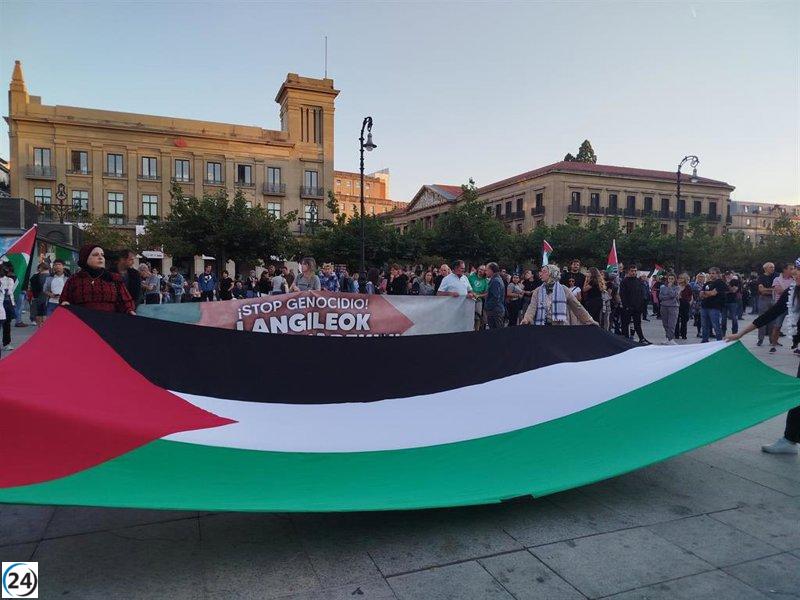 Sindicatos aplauden la notable movilización obrera en Navarra en apoyo a Palestina.