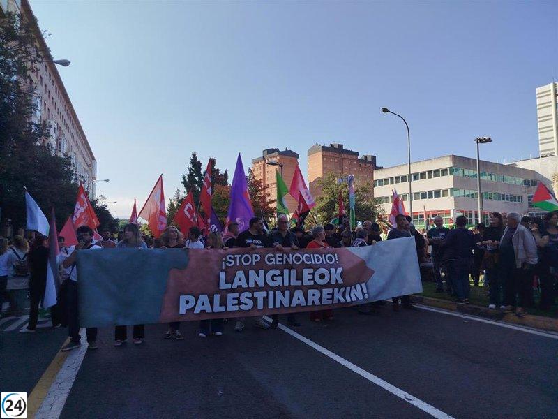 Masivas protestas en Pamplona en apoyo a Palestina.