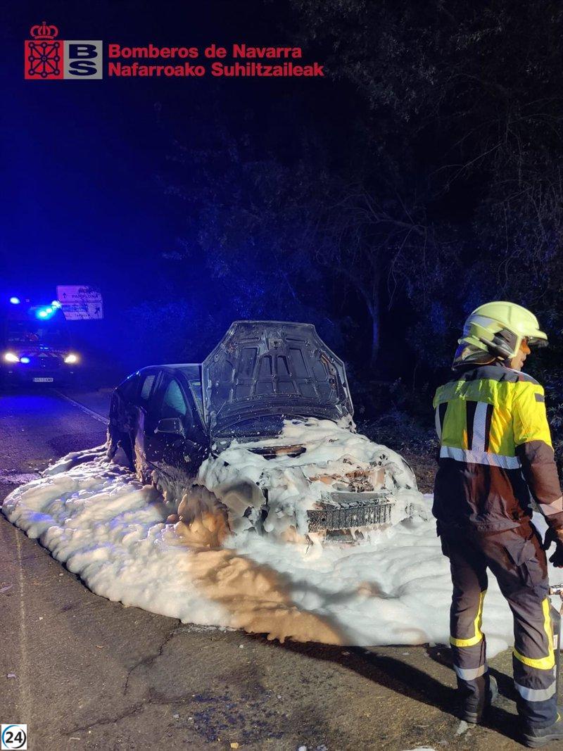 Accidente en Villatuerta deja a un herido leve tras salirse de la carretera y impactar contra un muro.
