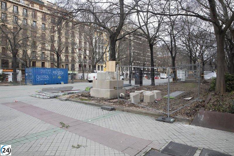 Las seis estatuas de reyes son eliminadas del Paseo de Sarasate.