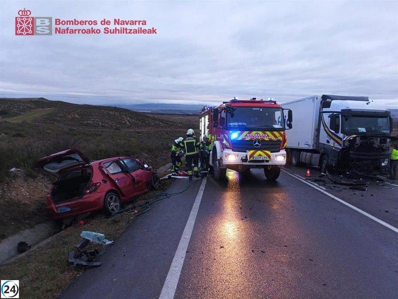 Un joven de 29 años resulta herido tras un accidente de tráfico en Caparroso.