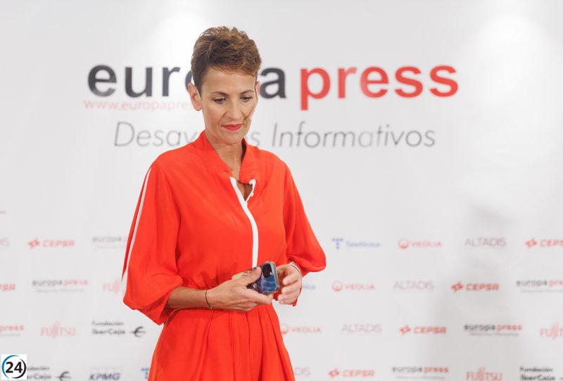 María Chivite defiende la legalidad de condenados por ETA en las listas de EH Bildu.