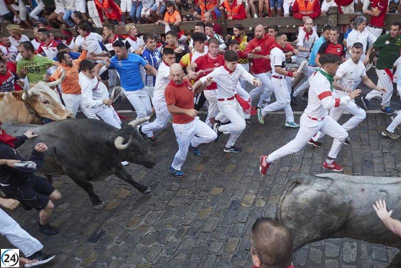 Cuatro heridos tras el segundo encierro de los Sanfermines, uno por posible cornada no profunda.